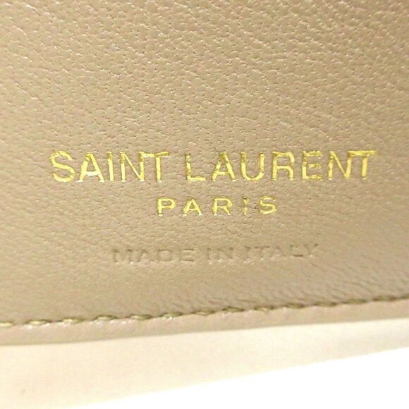 SAINT LAURENT PARIS Monogram Origami Tiny Wallet Beige Grain Leather 425-081125 - Picture 9 of 10